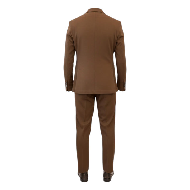 Brązowy garnitur o splocie plastra miodu comfort fit