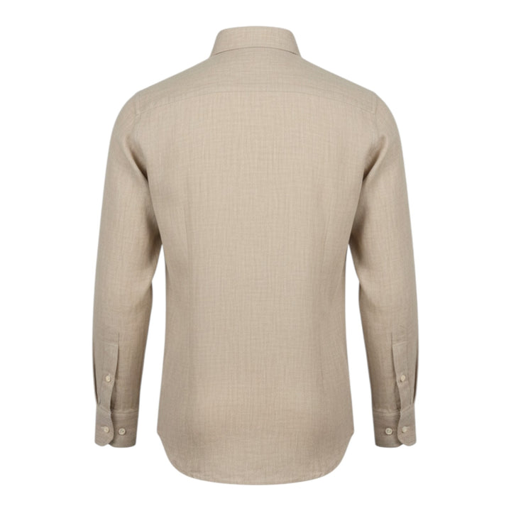 Koszula z długim rękawem Custom Fit 100% Len Orzechowa Washed