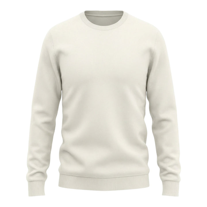 Girocollo z długim rękawem z bawełny czesanej Perłowa Biel