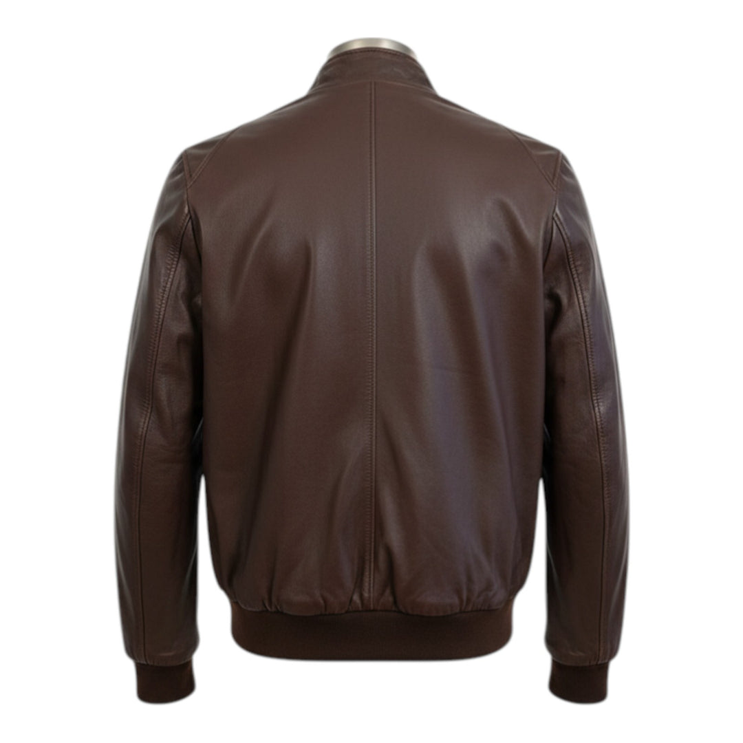 Kurtka Model Baracuta z Prawdziwej Skóry Brązowa