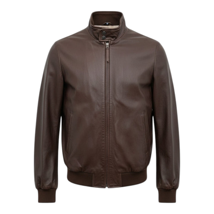 Kurtka Model Baracuta z Prawdziwej Skóry Brązowa