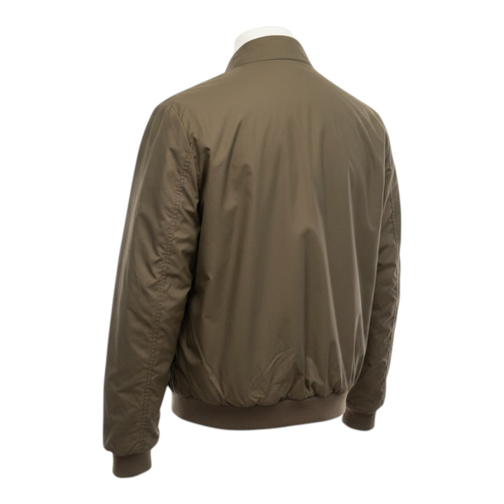 Dwustronna kurtka ze skóry naturalnej i nylonu Ciemny Brąz-Militarny