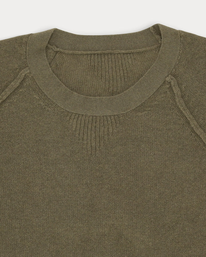 HARVARD SWETER Z OKRĄGŁYM DEKOLTEM WEŁNA RĘKAWY RAGLANOWE ARMY GREEN