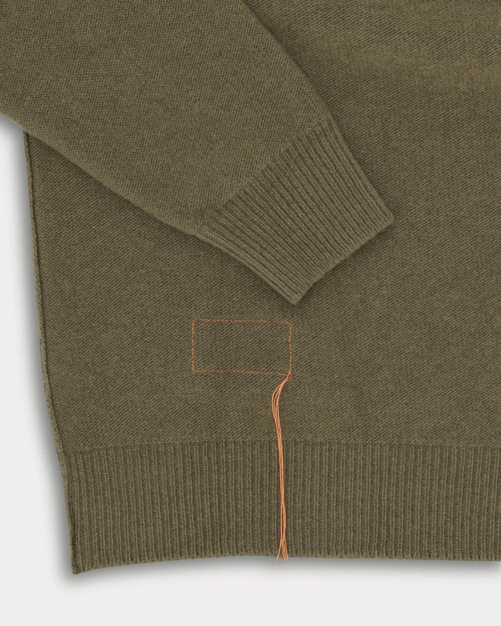 HARVARD SWETER Z OKRĄGŁYM DEKOLTEM WEŁNA RĘKAWY RAGLANOWE ARMY GREEN