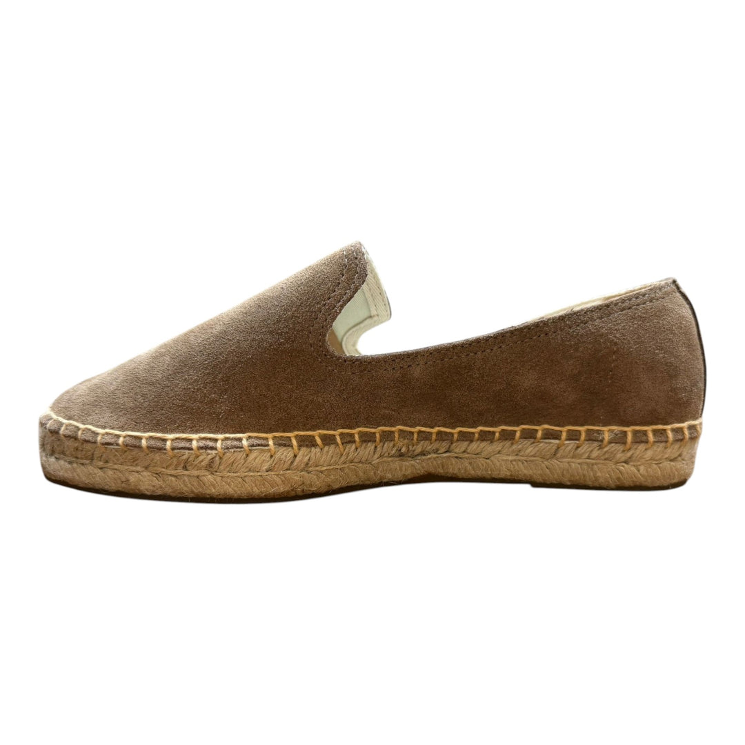 Espadryle z naturalnej skóry zamszowej z gumową podeszwą brązowe