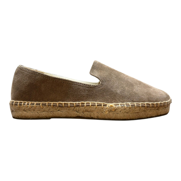 Espadryle z naturalnej skóry zamszowej z gumową podeszwą brązowe