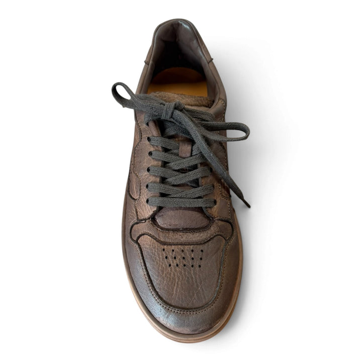 SNEAKERS IN PELLE CERVO EBANO