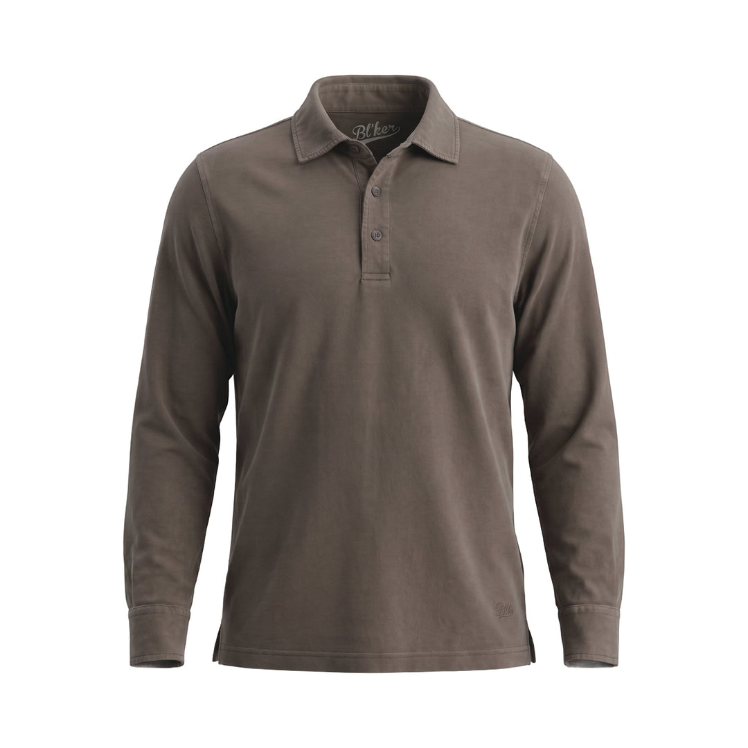 Bl'ker Vintage POLO 3 BOTT. MANICA LUNGA INTERLOCK BURLINGTON BROWN Marrone - foto 1