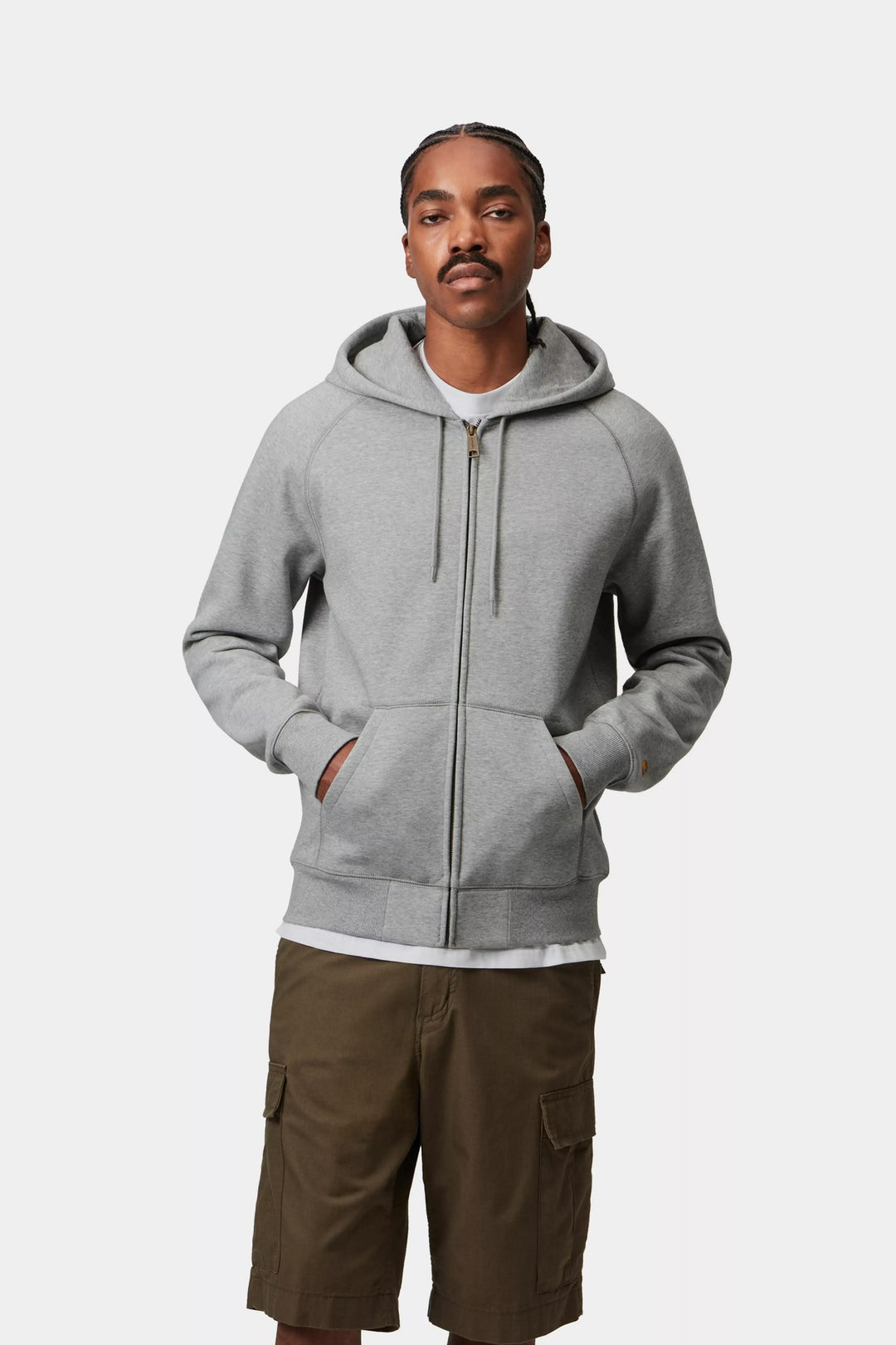 Carhartt Wip Hooded Chase Jacket Grey Heather / Gold Grigio - foto 4