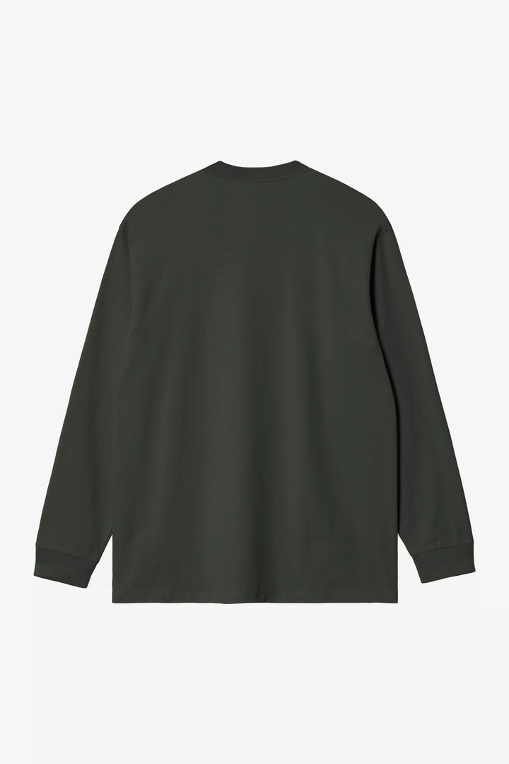 Carhartt Wip L/S AMERICAN SCRIPT T-SHIRT RAVEN Grigio - foto 3