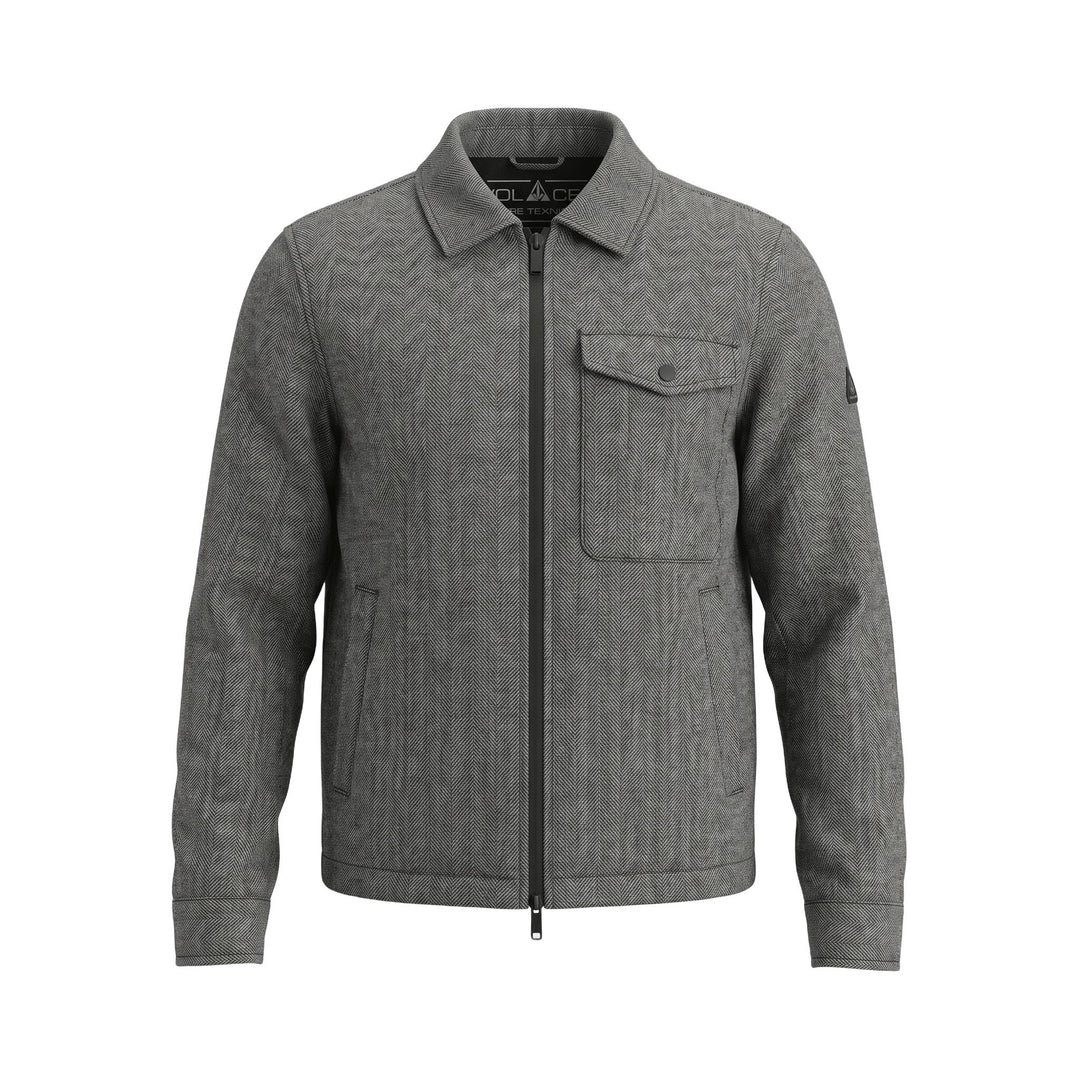 Overshirt zip imbottita a spina di pesce nero Heskimo, vista frontale
