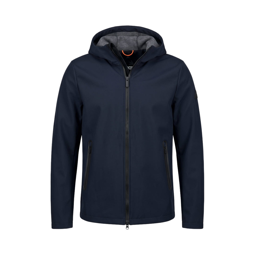 Parka sfoderato in tessuto tecnico softshell blu Heskimo, vista frontale