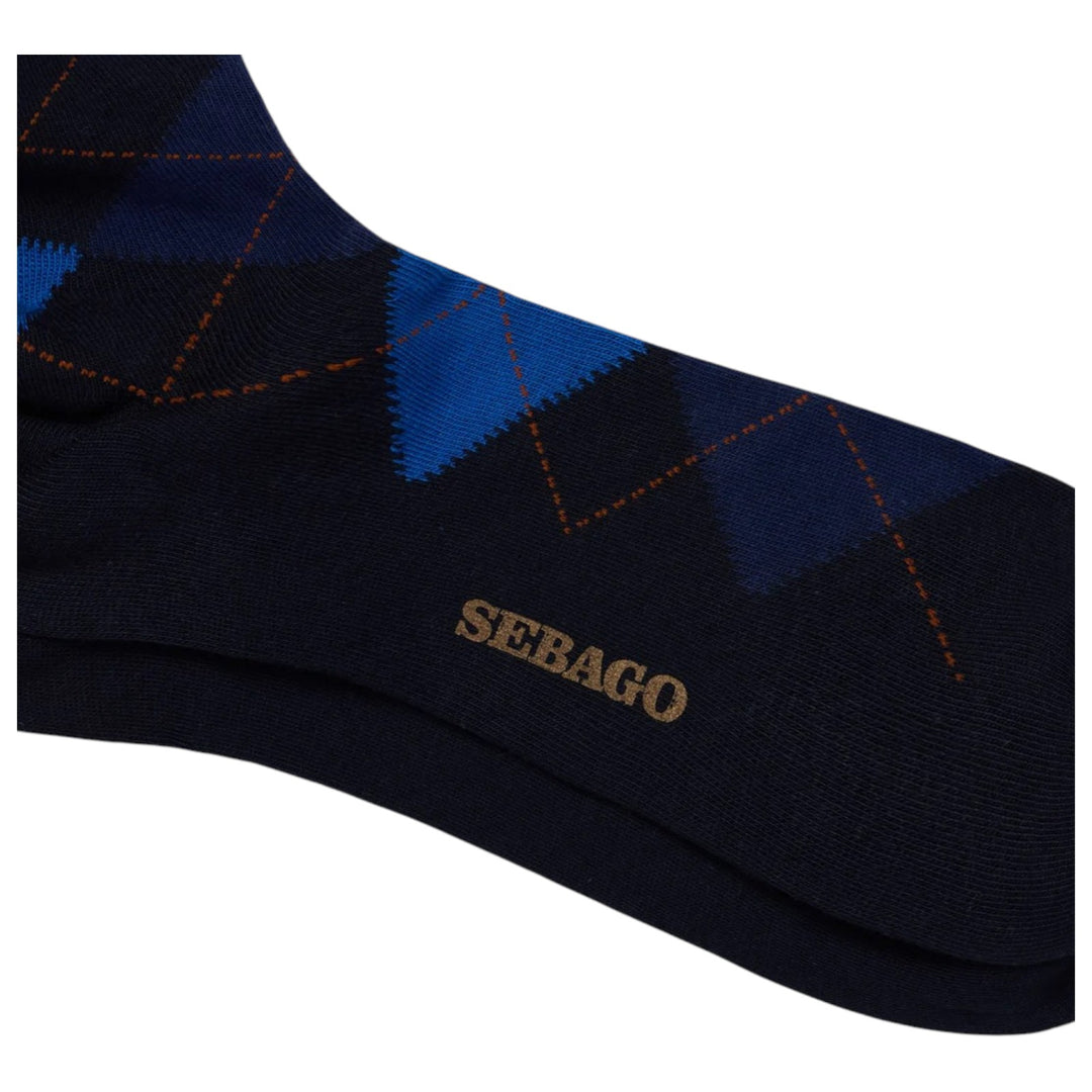 BAWEŁNIANE SKARPETKI W ROMBY NIEBIESKO-BŁĘKITNE