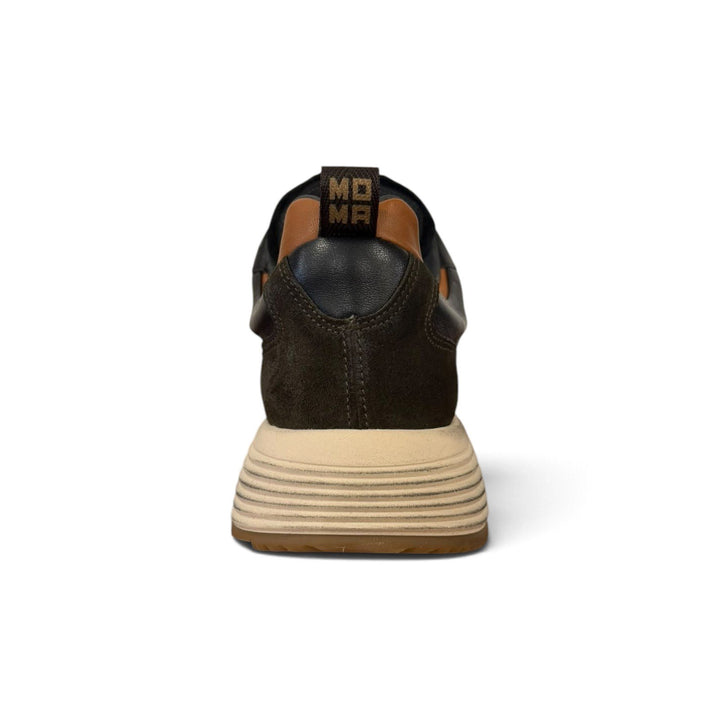 Sneakers Creft in vera pelle nero e verde Moma