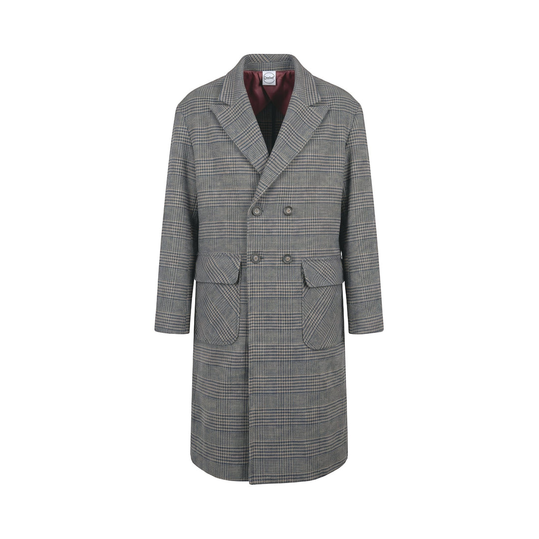 Overiwer CAPPOTTO DOPPIO PETTO IN LANA PRINCIPE DI GALLES FANGO-BLU Marrone - foto 1