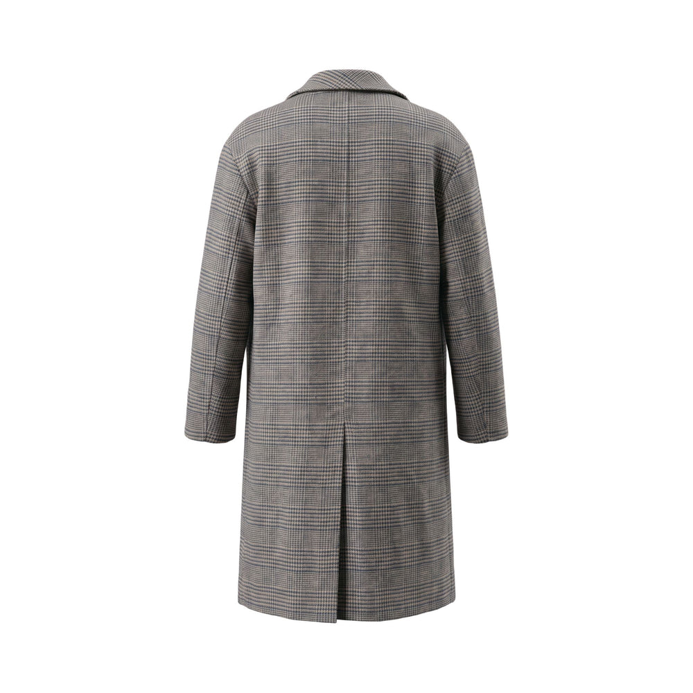 Overiwer CAPPOTTO DOPPIO PETTO IN LANA PRINCIPE DI GALLES FANGO-BLU Marrone - foto 2