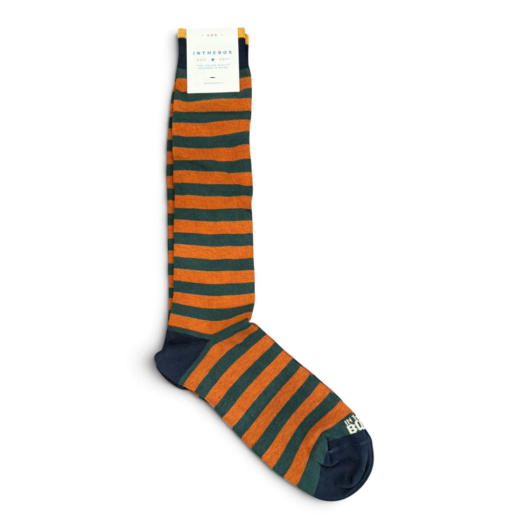 Skarpety Stripe Rugby ciemnopomarańczowe/zielone