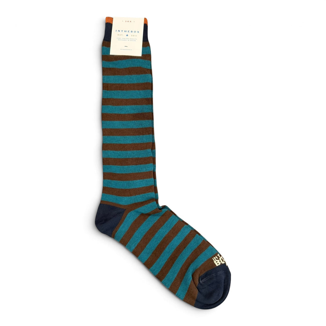 Skarpety Stripe Rugby Morski/Brązowy