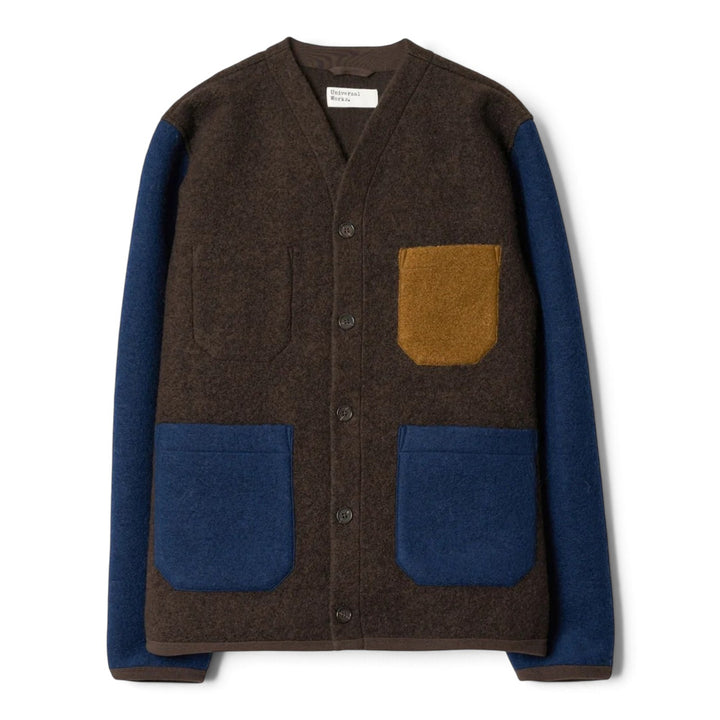 Cardigan Wool Fleece Brown/Indigo