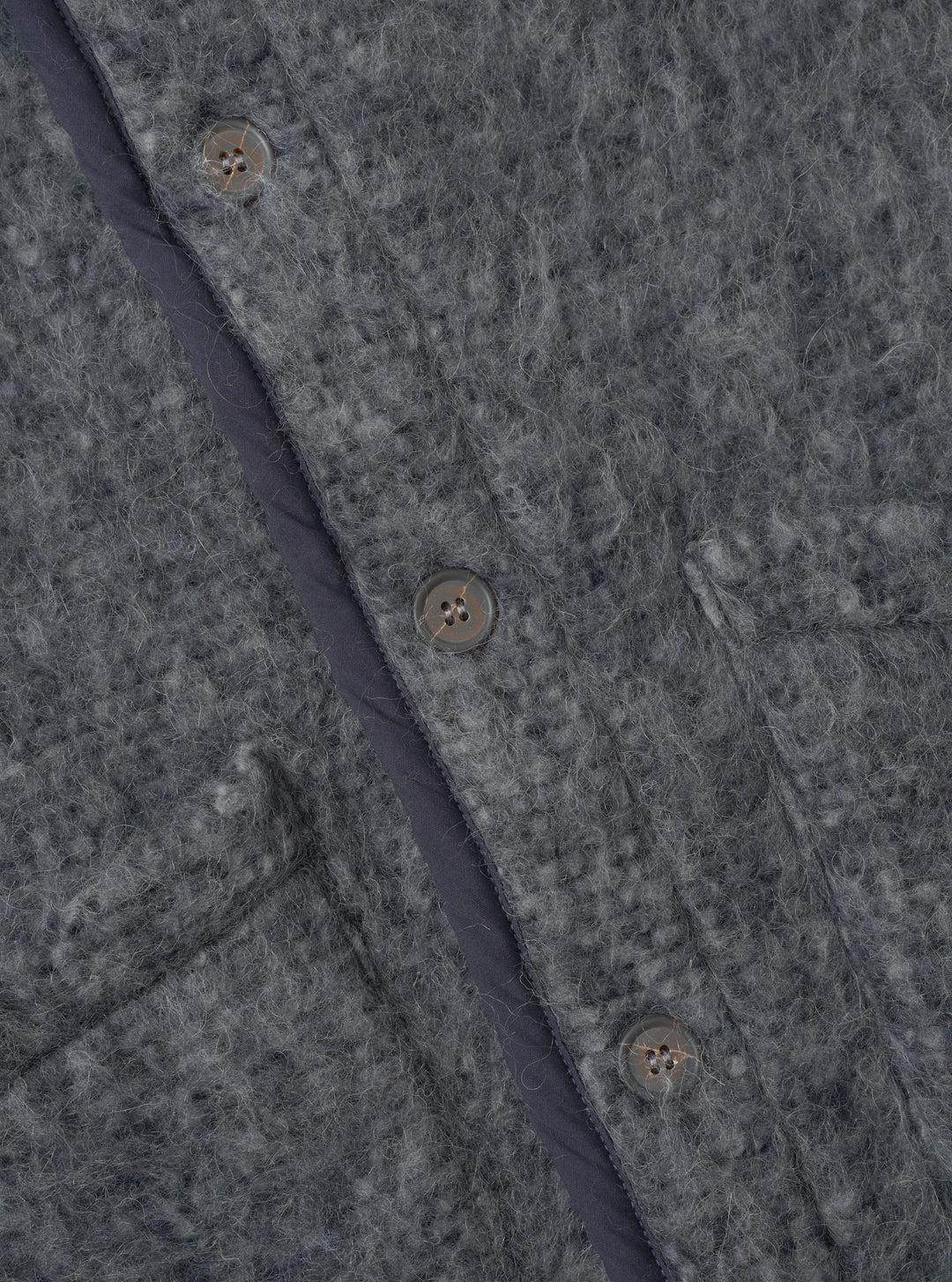 Universal Works Lancaster Gilet Losso Mohair Mix Navy/Pale Grey Blu - foto 6