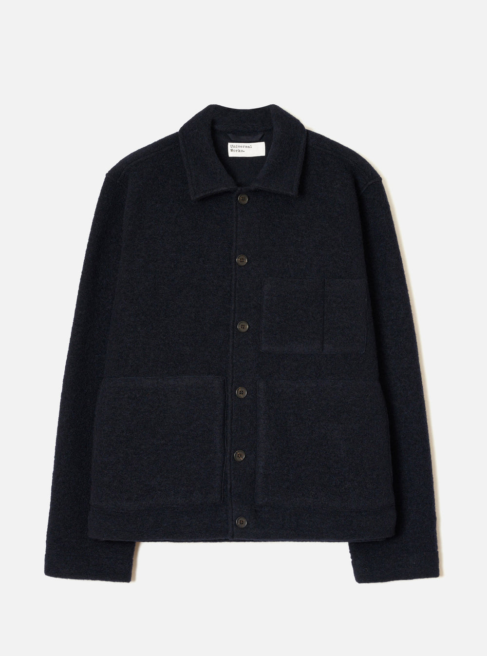 Universal Works Uniform Jacket Wool Fleece Navy Blu - foto 1
