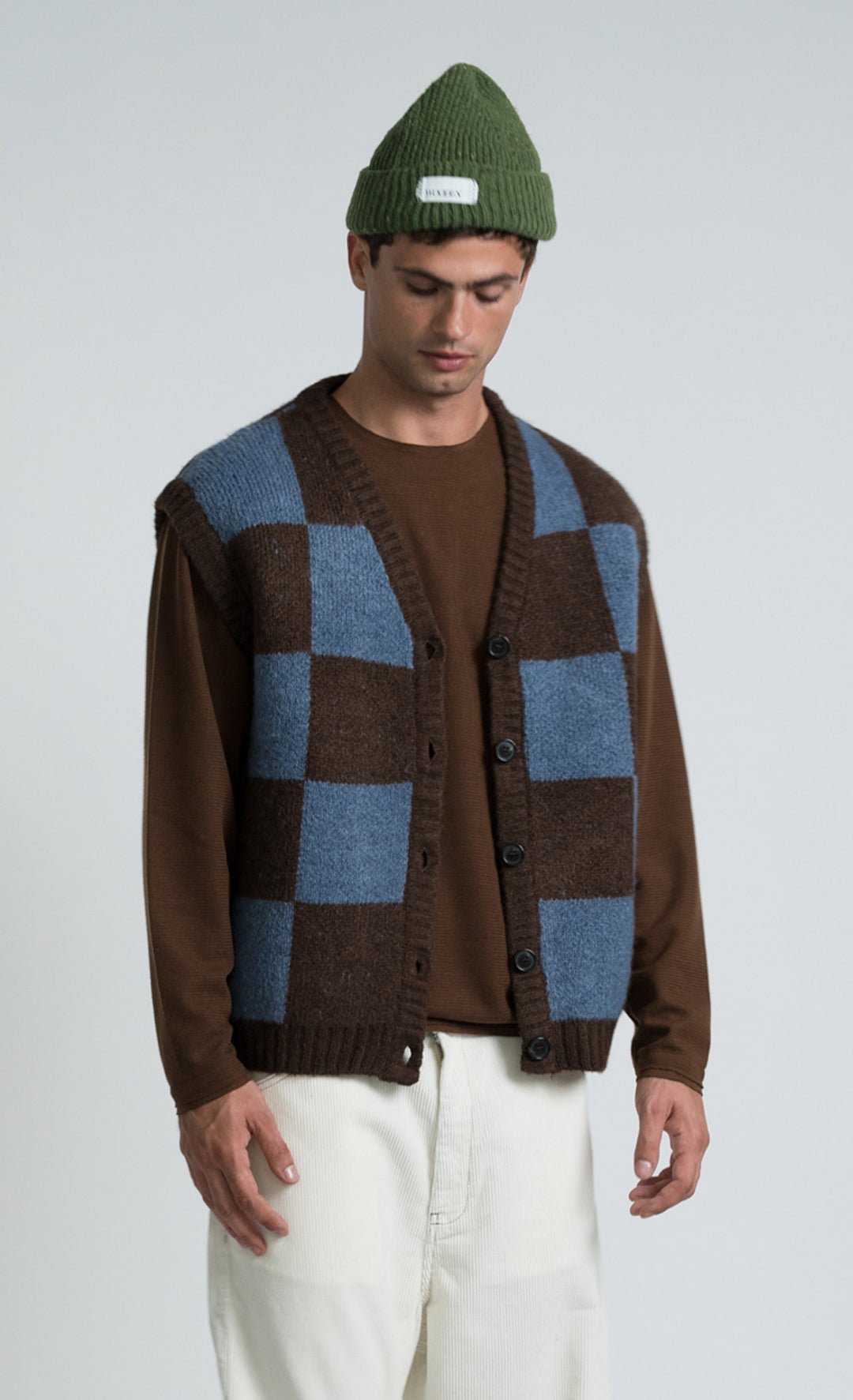 Wooden Gilet Kent Quadri Marrone - foto 3